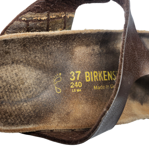 Birkenstock Sandals 37 Womens 6 Brown Leather Gizeh Thong Slip Ons Bronze - Picture 11 of 12